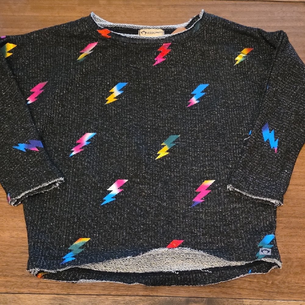 Appaman Black Sweater with Colorful Lightning Bolts